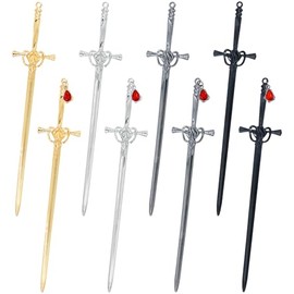 inSowni 8 Pieces Retro Acient Style Metal Sword Hair Sticks with Crystal Pendant Chopsticks Long Hair Pins Bun Updo Holders Hair Accessories for Women Girls