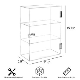 QTLILMNT Acrylic Display Case with Lock Key, 3 Tier Countertop Display Case for Figures and Collectibles, Clear Showcase Retail Display Cabinet Safe Storage