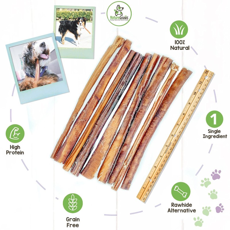 Nature Gnaws Bully Sticks for Large Dogs - Premium Natural