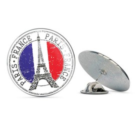 Paris Eiffel Tower France Round Metal 0.75" Lapel Pin Hat Shirt Pin Tie Tack Pinback