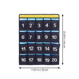 Tofficu 20-Pocket Numbered Cell Phone Holder Wall Door Pocket Chart Hanging Organizer with Hooks for Classroom Dorm Storage, Sundries Closet, Blue Non-Woven Fabric