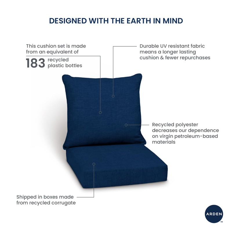 Arden Outdoor Deep Seat Cushion Set, 24 in x 24