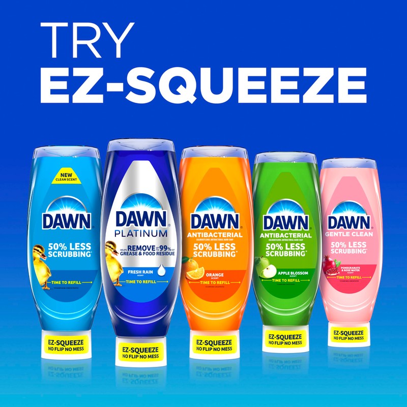 Dawn Platinum EZ-Squeeze Dish Soap Liquid, Dishwashing Liquid, Grease Removal,