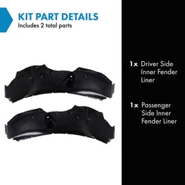 TRQ TRQ Inner Fender Liner Set Compatible with 2008-2010 Ford F-250 Super Duty F-350 Super Duty FO1248135 FO1249135