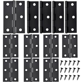 12 PCS 2.5 inches Black Door Hinge Cabinet Door Hinges Stainless Steel Butt Hinges Home Furniture Hinges Bisagras for Door, Window, Case Lid, Wooden Box Chest with 72 Mounting Screws, Black