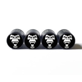 Angry Gorilla Ape (Style 3) Tire Valve Caps - Aluminum - Set of Four
