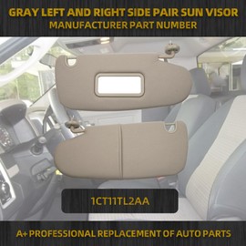 Dasbecan Gray Pair Car Sun Visor Compatible with Dodge Ram 1500 2500 3500 2002 2003 2004 2005 2006 2007 2008 2009 Replaces# 1CT18TL2AA 1CT11TL2AA