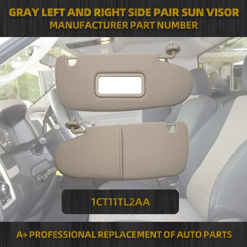 Dasbecan Gray Pair Car Sun Visor Compatible with Dodge Ram