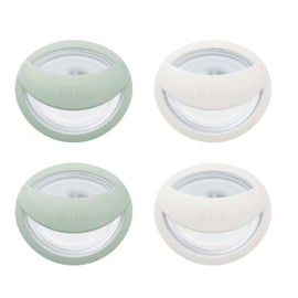 NUK Perfect Match Silicone Pacifier, 4 Pack, for Ages 0-6m, Green & White