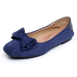 VenusCelia Zapatos planos con punta de azulejo para mujer, Flor azul marino , 8 US