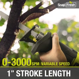 SnapFresh 20V Cordless Reciprocating Saw for Woods Metal Plastic Cutting, 0-3000 SPM Powerful Motor Reciprocating Saw, Lightweight Cordless Design, Battery-powered (Battery & Charger Not Included)