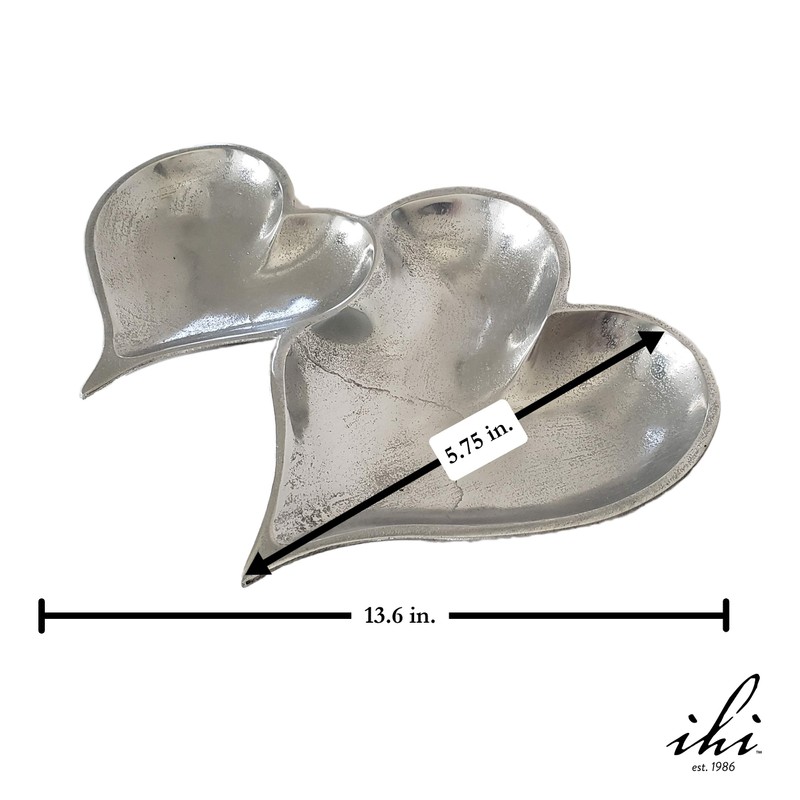 Dos corazones entrelazada Bandeja para servir con textura Aluminio 30,5
