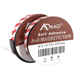 AOMAG A+B Flexible Magnetic Tape - Magnetic Strips with Adhesive Backing - Magnet Tape Roll (6.5 ft + 6.5 ft)