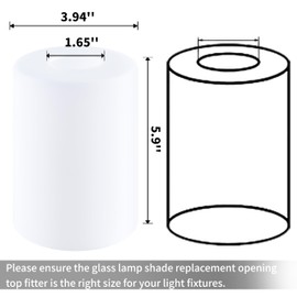 GO&SO 3 Pack White Frosted Glass Shade for Light Fixtures,Cylinder Glass Light Shade Replacement,5.9"Height,3.94"Diameter,1.65"Fitter - Lamp Shades for Floor Lamps,Bedside,Wall Sconces,Chandelier