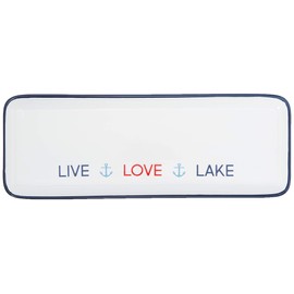 Pavilion Gift Company 67538 12 Inch Stoneware Serving Tray Live Love Lake, Blue