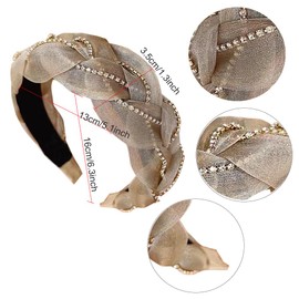 Pack of 3 Headbands for Women Hair Boho Wrap Tie Fashion Hair Bands Elastic Twist Hair Scarf Pretty Bow Tie Hair Bands Wide Alice Hair Bands for Women UK and Girls (LaceDE)