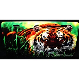 DIGIART INTERNATIONAL TIGER METAL CAR NOVELTY LICENSE PLATE WILDLIFE BIG CAT ANIMAL LOVE FRIEND TAG