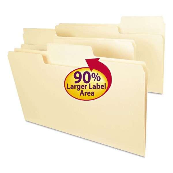Smead SuperTab File Folders 1/3 Cut Top Tab Legal Manila