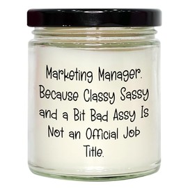 Marketing Manager Gifts, Vanilla Soy Candle for Valentine's, Classy Sassy and a Bit Fearlessy, 9oz Hand-Poured Soy Wax Candle