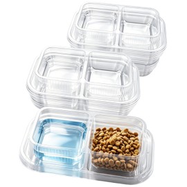 Virtue morals 100 Pcs Disposable Pet Bowls, Plastic Double Dish, Anti-Ant, No Spill, Non-Slip, for Outdoor Small and Medium Dogs and Cats