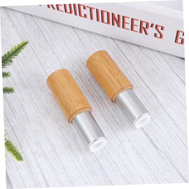 Mikinona 2pcs Bamboo Lipstick Tubes Refillable Natural Lip Balm Containers for Women Girls Stylish Silver Design Diameter for Diy Lip Care and Travel