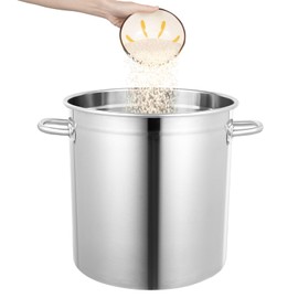 35L/30 Quart Stainless Steel Stock Pot w/Lid, Commercial Soup Cookware for Home/Restaurant/Hotels, for Stew/Simmering/Soup, Universal Stove Compatible