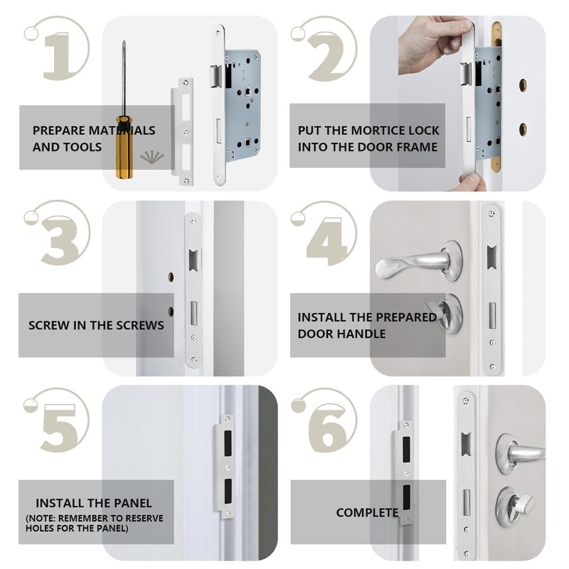 Bwintech 1 x Satin Nickel Bathroom Lock 7250 Mortice Lock