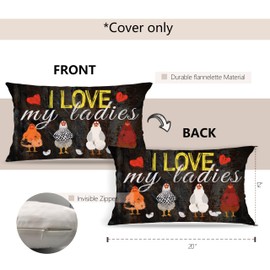 Udinaz I Love My Ladies Farmhouse Chicken 12 x 20 Inches Throw Pillow Covers,Bedroom Living Room Guest Room Home Decor,Chicken Farm Girl Ladies Gifts,Chicken Lovers Mom Gifts