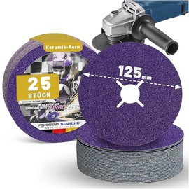 STARCKE Fibre Discs 125 mm Metal for Angle Grinder [25x] Durable - Made in Germany - Giant Turbo - Fibre Disc & Flex Disc - for Steel, Stainless Steel, Aluminium, Titanium (P36)