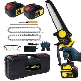 Mini Chainsaw 8-Inch Battery Powered Cordless Electric Handheld with Auto-Oiler System - Effortlessly Tackle Any Gardening Work