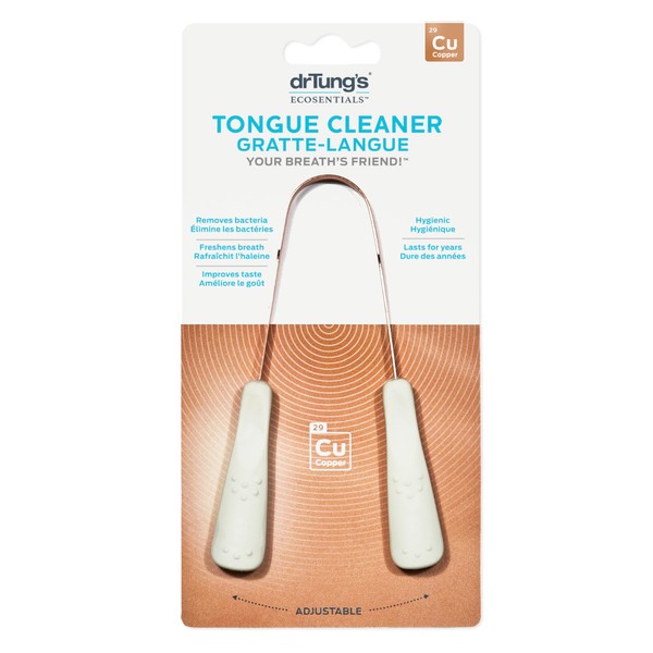 DrTung’s Tongue Cleaner, Copper Tongue Scraper, Tongue Cleaner for Adults, Kids, Easy to Use Comfort Grip Handle, 2 Pack