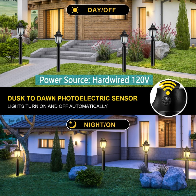 XANGQAN Dusk to Dawn Outdoor Post Lights Light Hardwired 120V