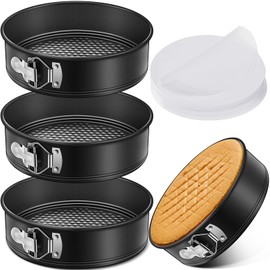 Pickmesh 3 Pcs 9 Inch Springform Pan Nonstick Cheesecake Pan with Removable Bottom with 150 Pcs Parchment Paper Springform Pan for Cheesecake Pizza, Black