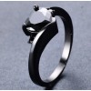 Dtup Elegante Anillo De Corazón Oro Negro Diamante Black Gold