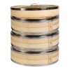Hcooker 3 Tier Kitchen Bamboo Steamer with Double Stainless Steel