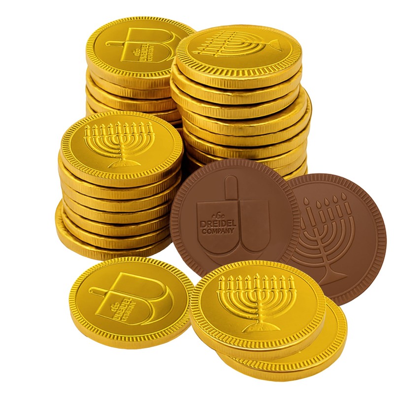 The Dreidel Company Hanukkah Chocolate Gelt, 12-Pack Mesh Bags of
