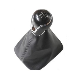 car passion Gear Knob Set (Gear Knob + Gaiter + Chrome Frame) Compatible with Seat Leon III 2012-2017 Black Stitching Complete Set Replacement Part (5-Speed)