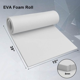 EVA Foam Roll - 8mm Thick White Craft Foam Sheets - 15" x 39" Large Cosplay Foam Sheet - Ultra High Density 86 kg/m³ - Pliable & Elastic for Craft Projects Costume Cosplay Foam - by Biguphate