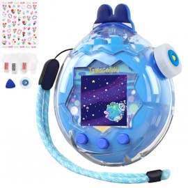 GOKEI Tamagotchi Paradise Protective Case Cover with Replacement Caps, 3 Protective Films Included, Strap Verified for Tamagotchi Paradise Hard Case, Clear, PC Material, Shockproof, Scratch Resistant, All Around Protection, Durable, Anti-Loss, Girls, Boy