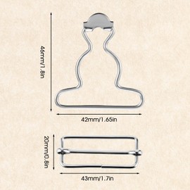 Lusofie 2 Pairs Metal Overall Buckles Suspender Clips Buckle with Rectangle Buckle Adjustable Overall Bib Clips Replacement No-Sew Button for Pants Trousers Jeans Jacket (Silver)