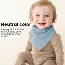 Konssy Muslin Baby Bibs 10 Pack Baby Bandana Drool Bibs 100% Cotton for Unisex Boys and Girls, Soft Absorbent Set for Teething and Drooling