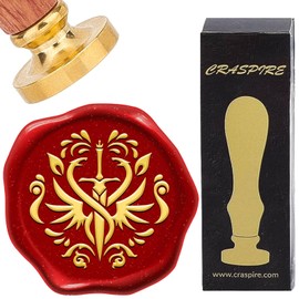 CRASPIRE Sword Wax Seal Stamp Retro Dragon Vintage Pattern Sealing Wax Stamp 25mm Removable Brass Head with Rosewood Handle for DIY Scrapbooking Invitation Gift Wrap Envelopes Wine Packages
