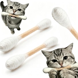 Cat Qtip Toy, Natural Wool Braided Giant Q Tip Cat Toy with Catnip, Durable No Shedding Cat Chew Teething Toy for Indoor Kittens and Adult Cats, Interactive Kitty Kicker for Boredom and Exercise