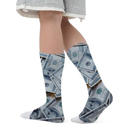 Ruiaotic Funny Novelty Five Toe Socks for Men & Women – Dollar Bill Print Crew Socks for Gifts, Holidays & Unique Style, Size M/L