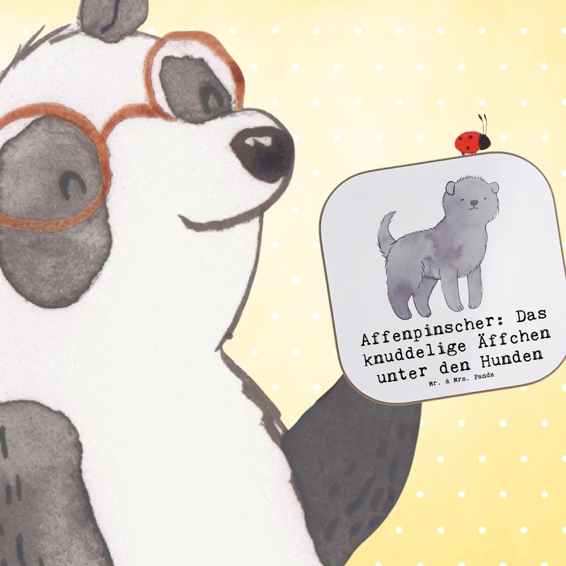 Mr. & Mrs. Panda Getränkeuntersetzer Affenpinscher Äffchen - Geschenk, Familienhund,