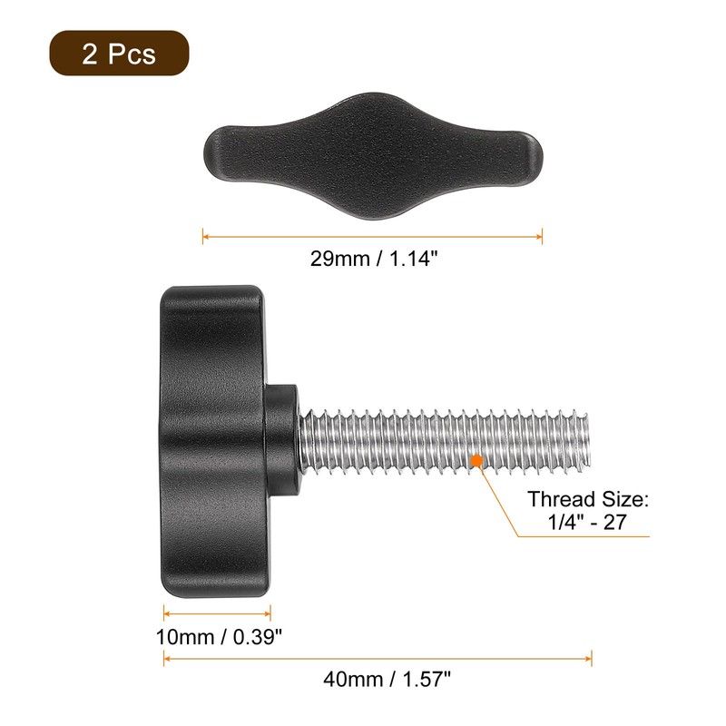 QUARKZMAN Pack of 2 1/4 inch - 27 thumb screw,