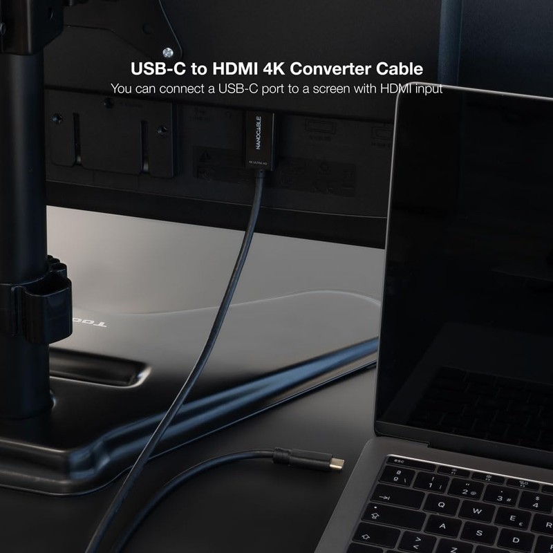 NANOCABLE 10.15.5105 Konverterkabel USB-C auf HDMI, USB-C/M - HDMI/M, Schwarz,