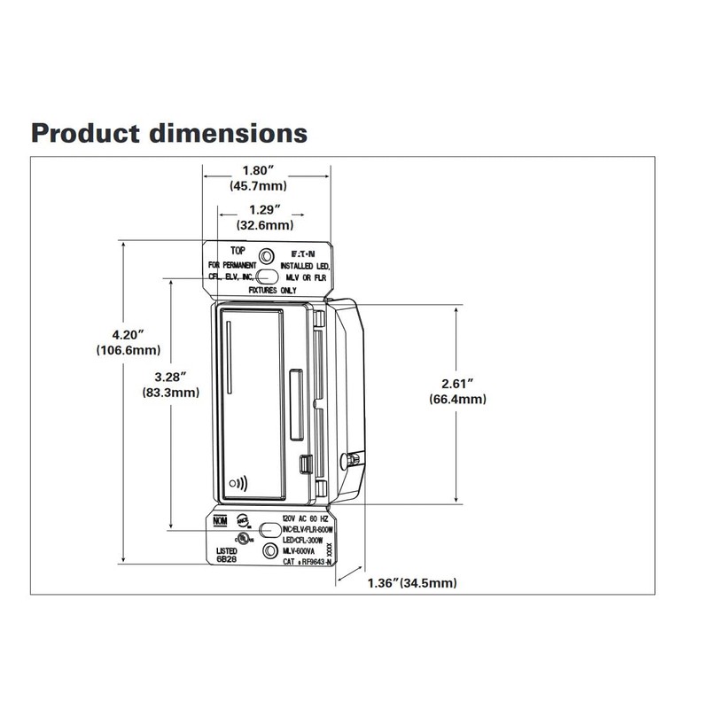 (case of 4) EATON RF9640-NDW Z-Wave Plus Universal Dimmer, White,