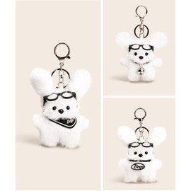 Jinnew Cute Dog Keychain,Cute Stuffed Animal Dog Plush Animal Keychain cute keychains Fashion Accessory Keychain for Backpacks (Small Bell)