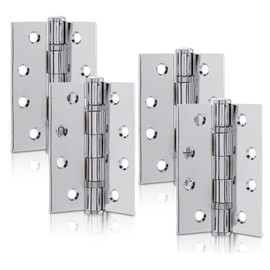 XFORT XFORT 4 inch (100mm) Polished Chrome Ball Bearing Hinges, Steel Door Hinge for Wooden Doors (2 Pairs)